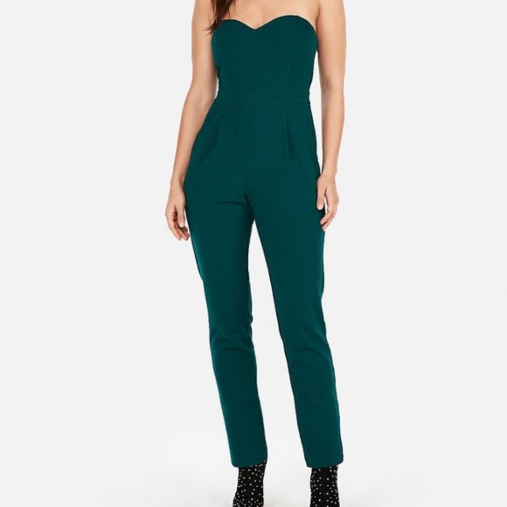 Express Sweetheart Strapless Jumpsuit Green Size 2